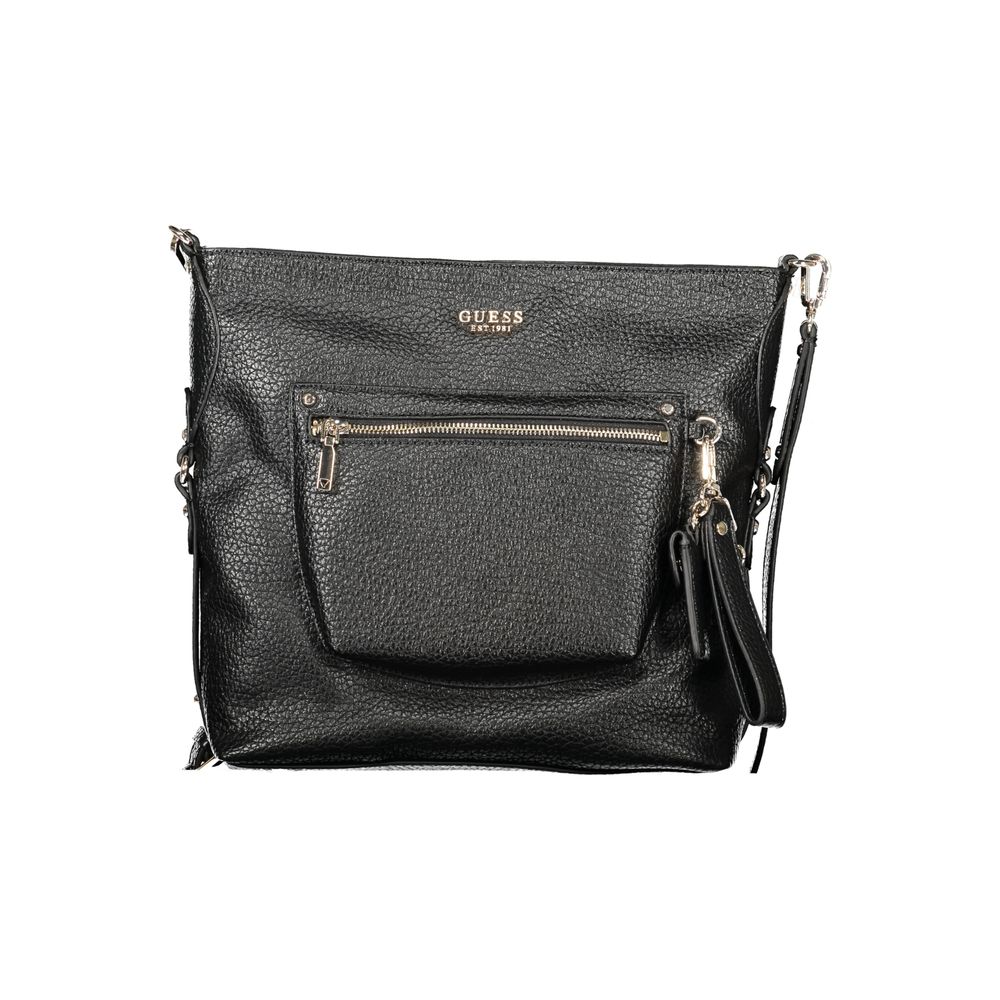 Schwarze Damen-Handtasche aus Polyurethan