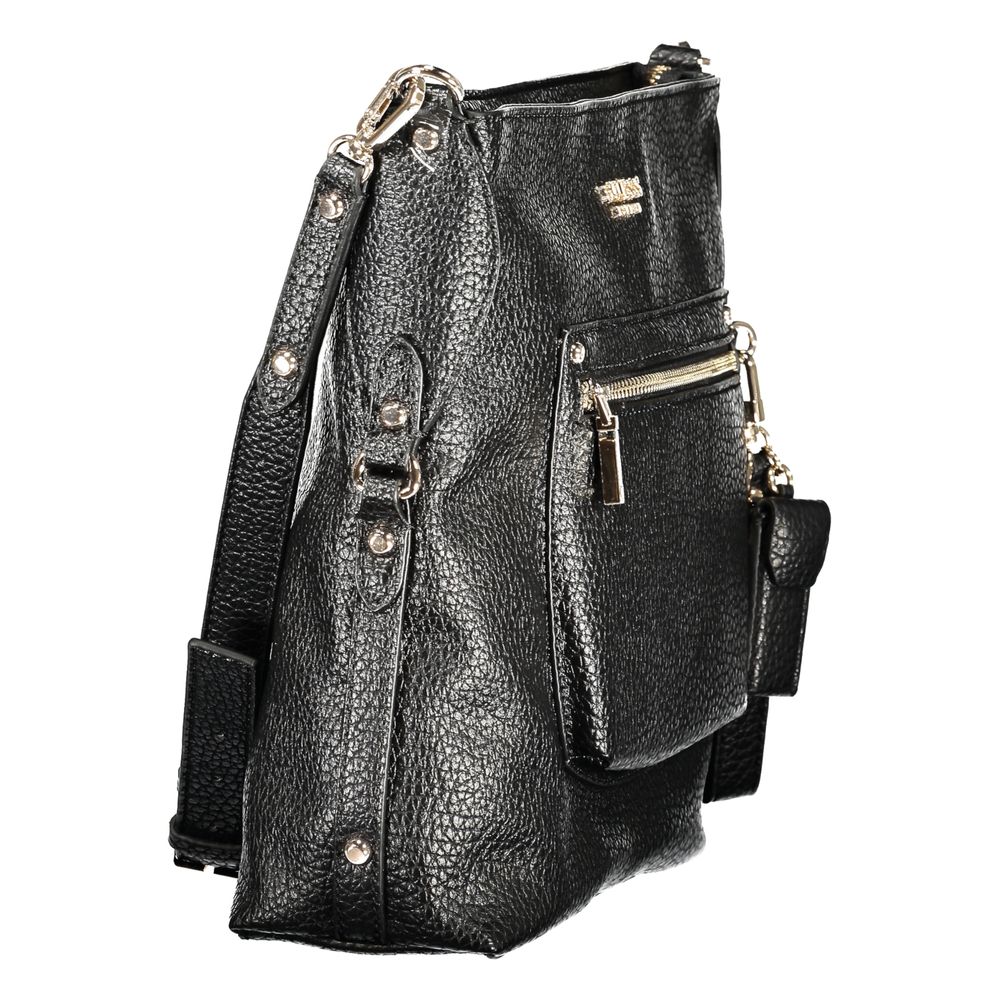 Schwarze Damen-Handtasche aus Polyurethan