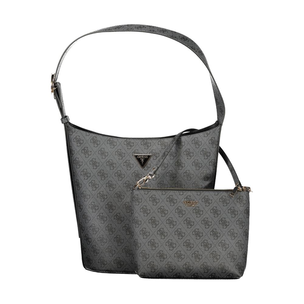 Schwarze Damen-Handtasche aus Polyurethan