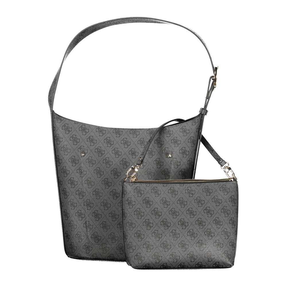 Schwarze Damen-Handtasche aus Polyurethan