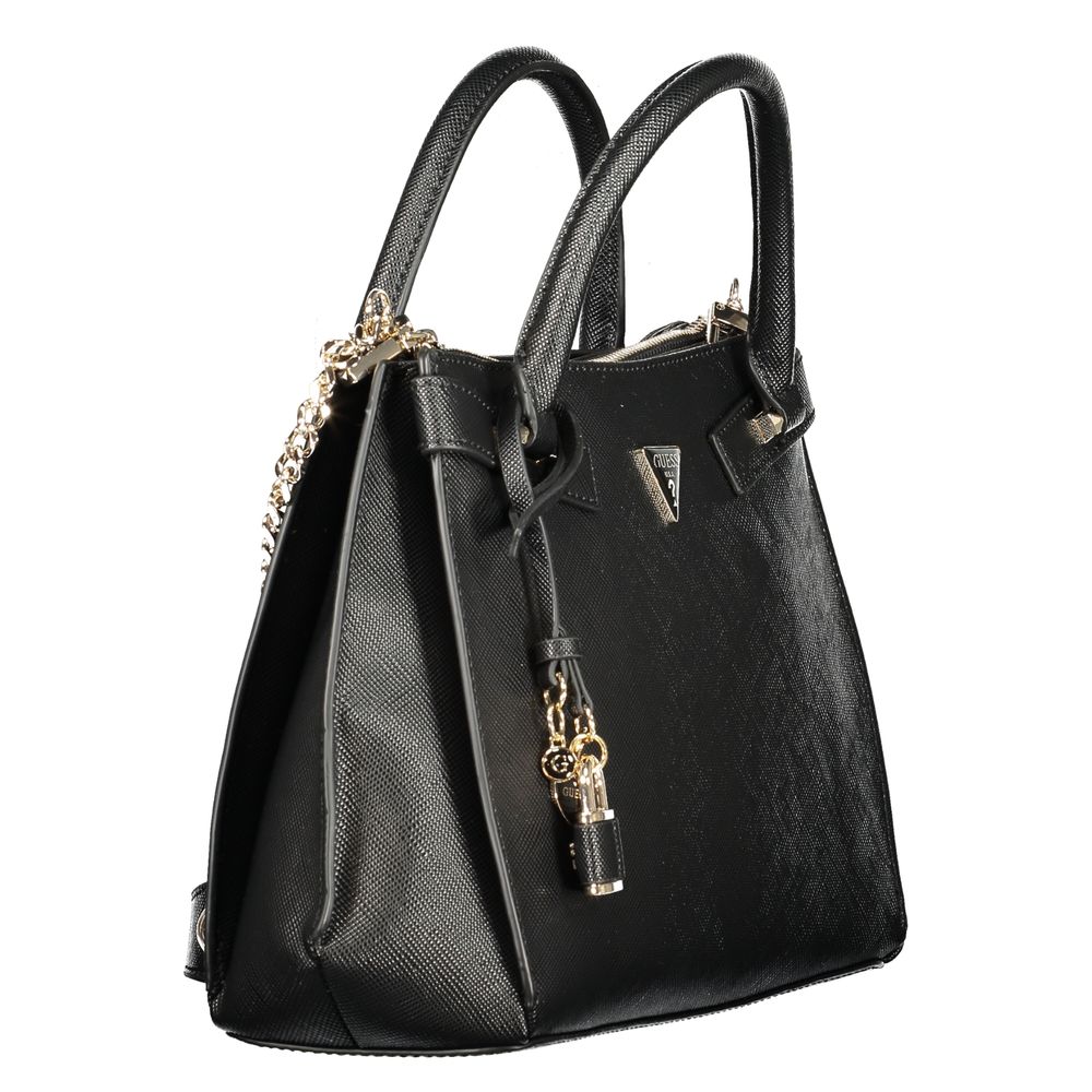 Schwarze Damen-Handtasche aus Polyurethan