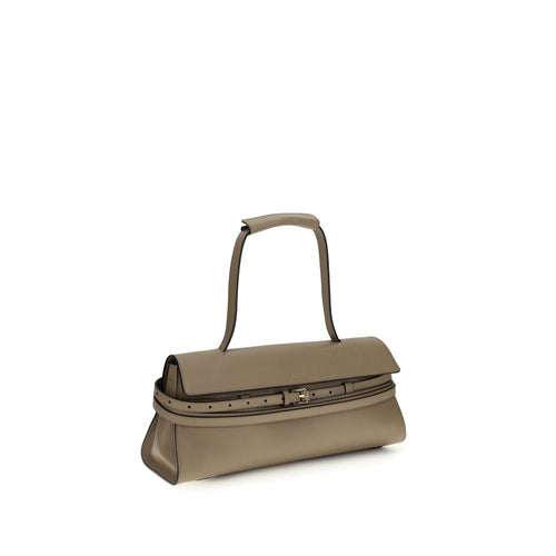 Beige Kalbsleder Bos Taurus Schultertasche Moschino