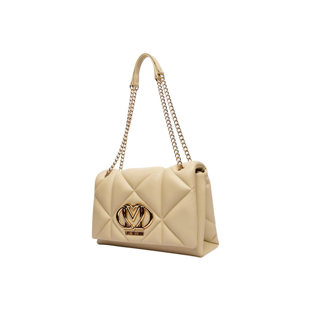 Beige Kunstleder Handtasche