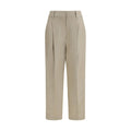 Beige Leinen Freizeithose