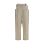 Beige Leinen Freizeithose