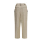 Beige Leinen Freizeithose