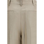 Beige Leinen Freizeithose
