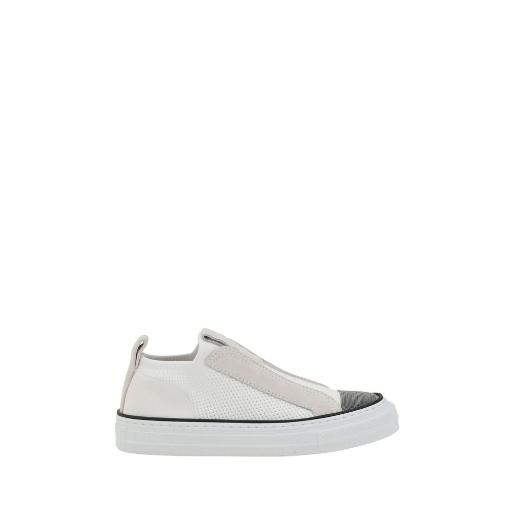 Weiße Low-Top-Sneaker aus Nylon