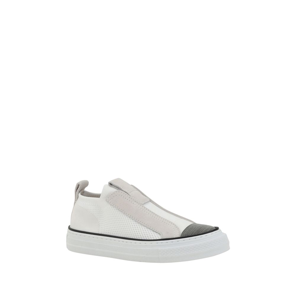 Weiße Low-Top-Sneaker aus Nylon