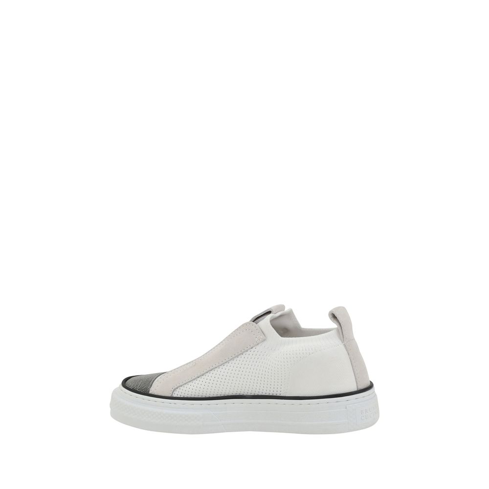 Weiße Low-Top-Sneaker aus Nylon