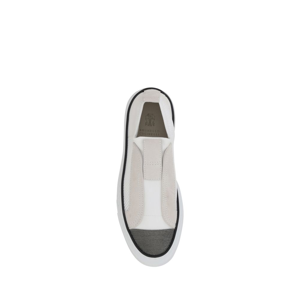 Weiße Low-Top-Sneaker aus Nylon