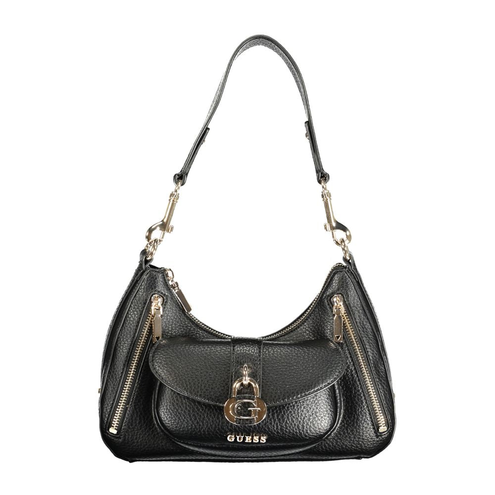 Schwarze Damen-Handtasche aus Polyurethan