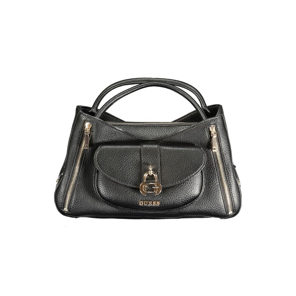 Schwarze Damen-Handtasche aus Polyurethan