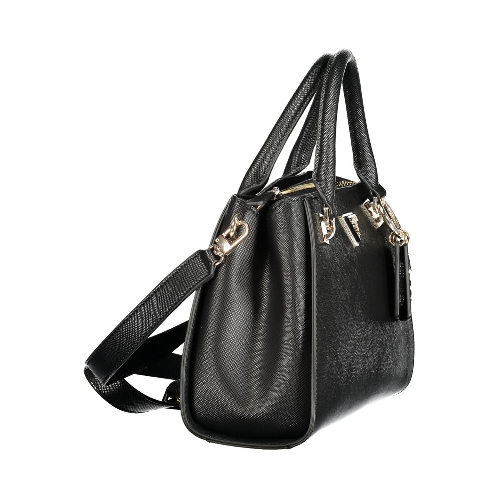 Schwarze Damen-Handtasche aus Polyurethan