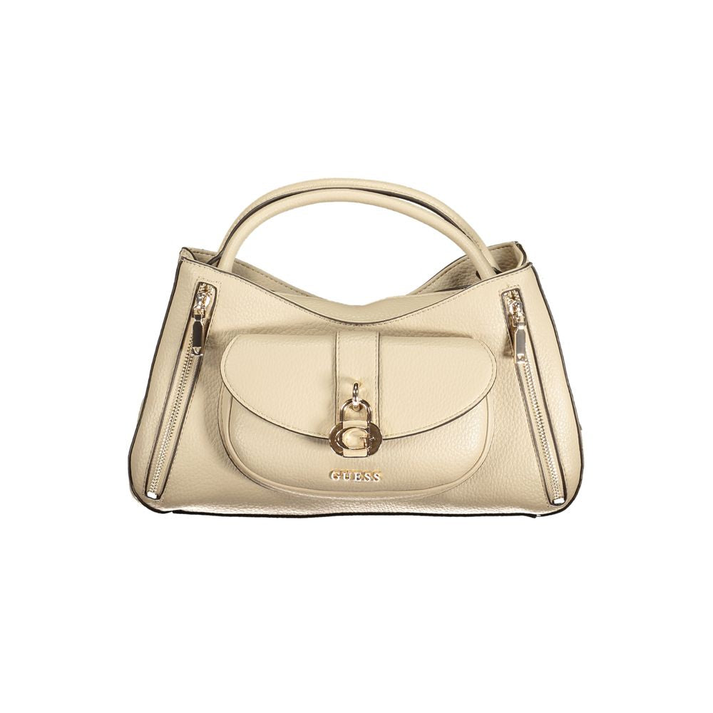 Damen-Handtasche aus beigem Polyurethan
