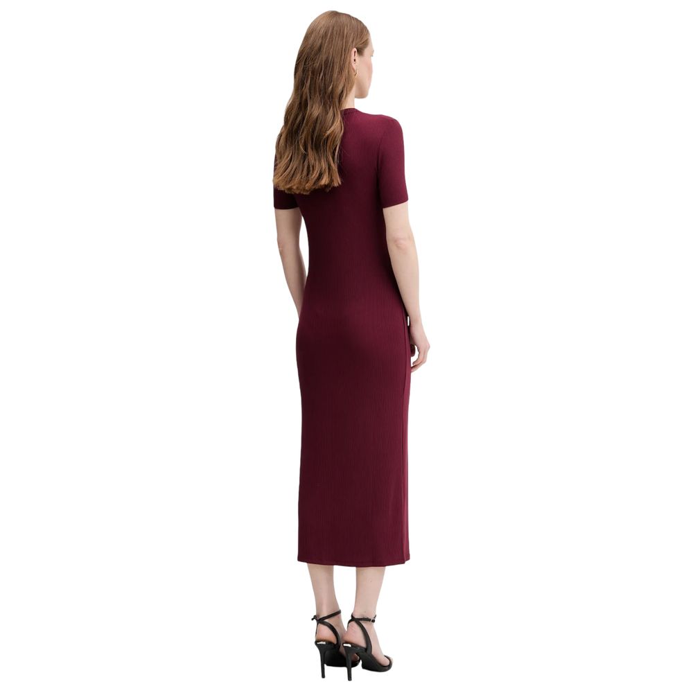 Langes Kleid aus Modal in Bordeaux