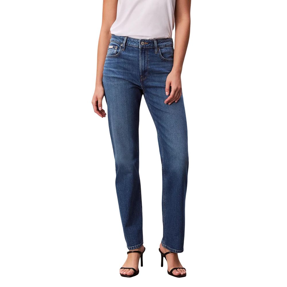 Blaue Baumwoll-Mom-Jeans