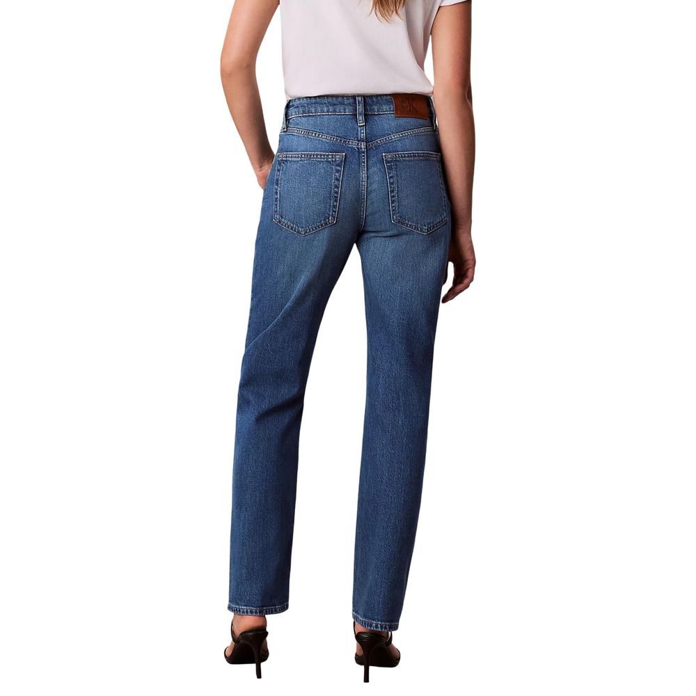 Blaue Baumwoll-Mom-Jeans