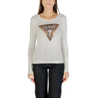 Cremefarbenes Langarm-T-Shirt aus Baumwolle