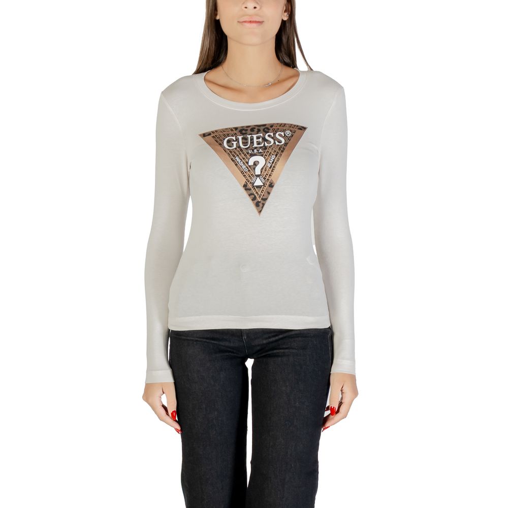 Cremefarbenes Langarm-T-Shirt aus Baumwolle