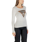 Cremefarbenes Langarm-T-Shirt aus Baumwolle