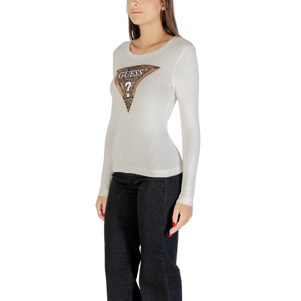 Cremefarbenes Langarm-T-Shirt aus Baumwolle