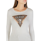 Cremefarbenes Langarm-T-Shirt aus Baumwolle