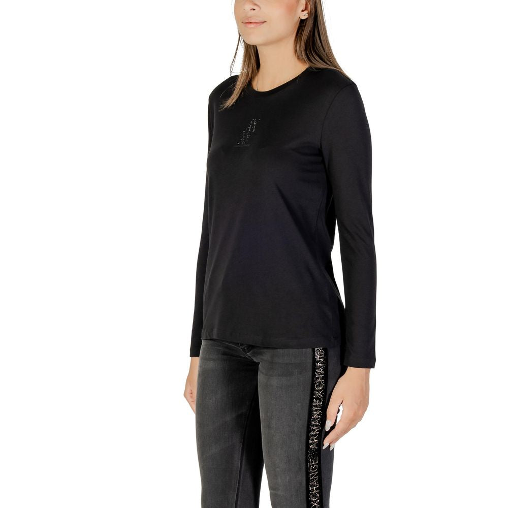 Schwarzes Langarm-T-Shirt aus Baumwolle