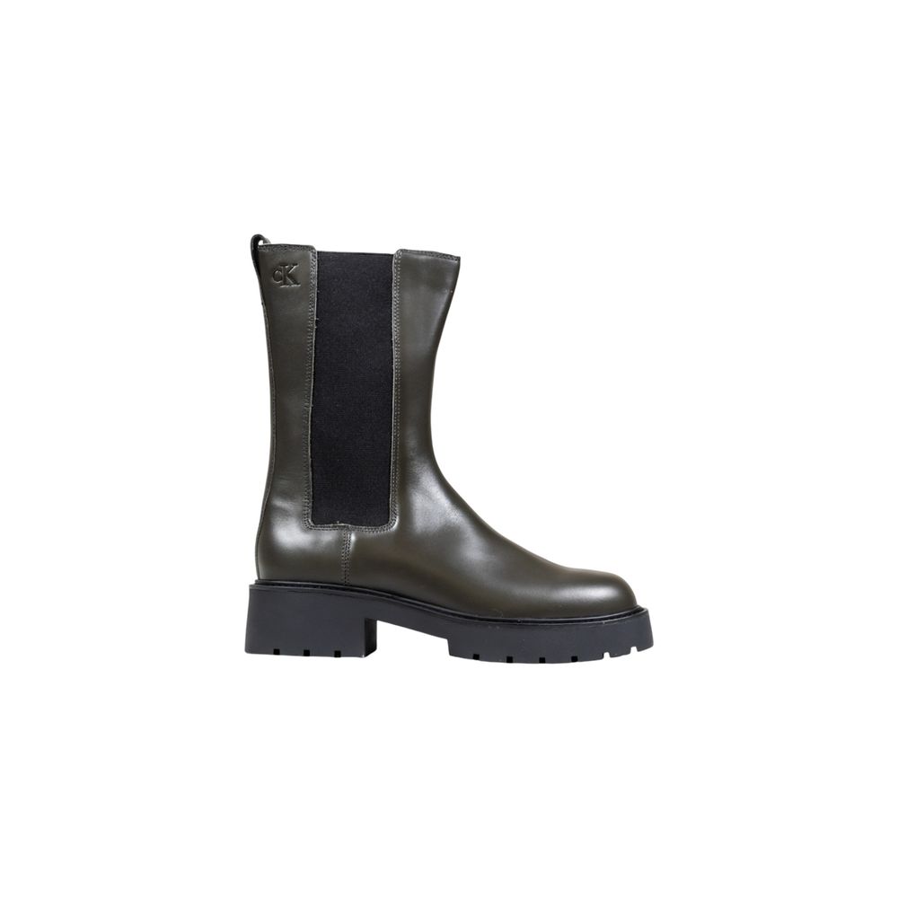 Graue Ankle Boots aus Leder