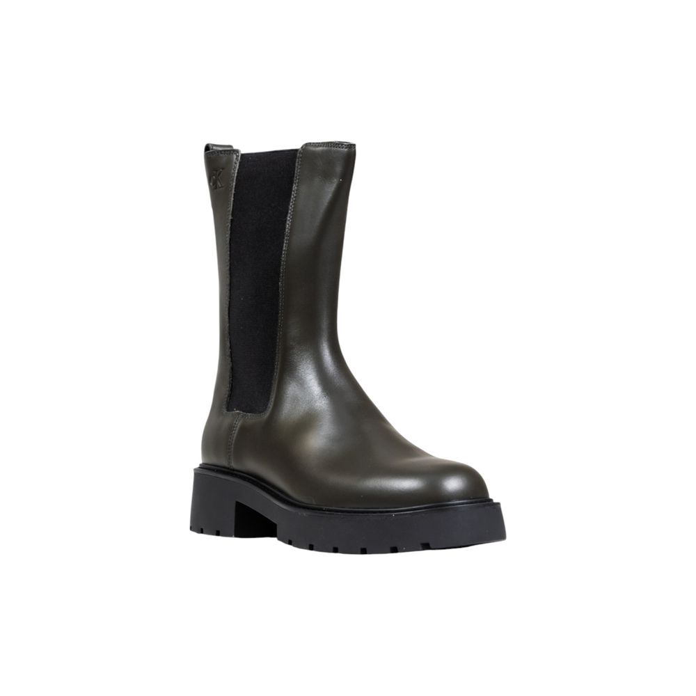 Graue Ankle Boots aus Leder