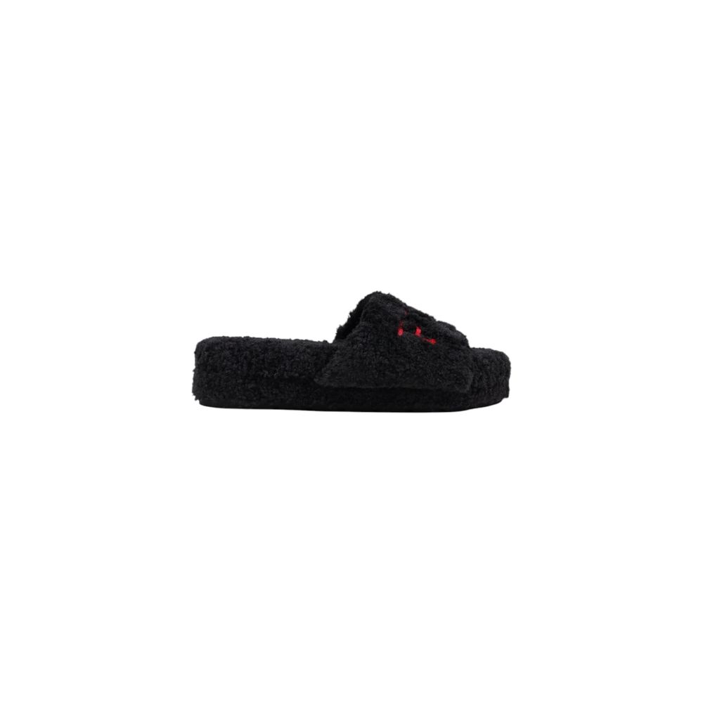 Schwarze Textil-Slipper