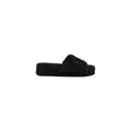 Schwarze Textil-Slipper