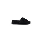 Schwarze Textil-Slipper