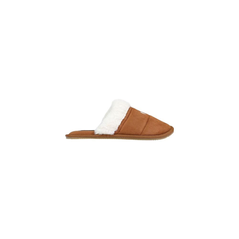 Braune Textil-Slipper