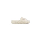 Cremefarbene Textil-Slipper
