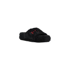 Schwarze Textil-Slipper