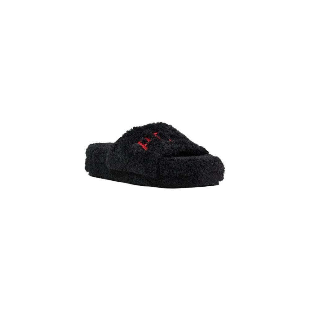 Schwarze Textil-Slipper