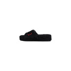 Schwarze Textil-Slipper