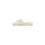 Cremefarbene Textil-Slipper