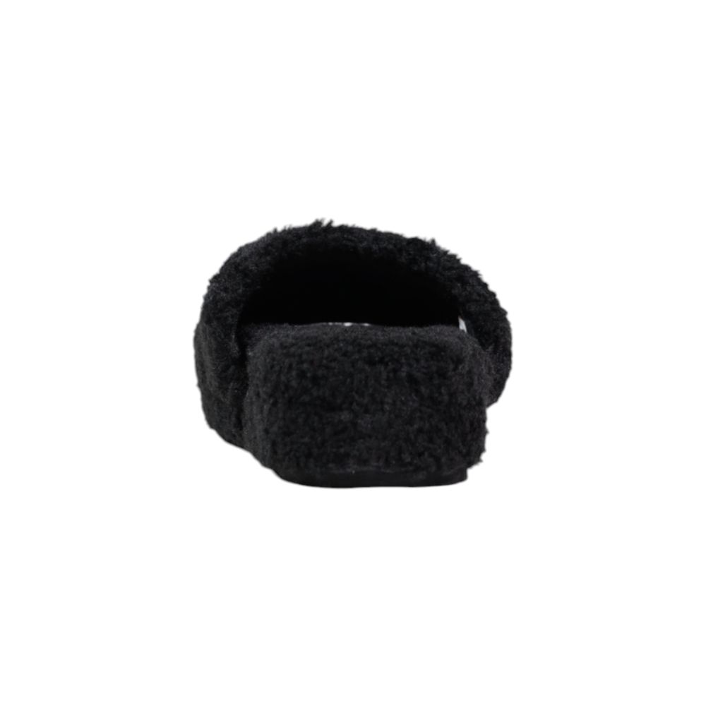 Schwarze Textil-Slipper