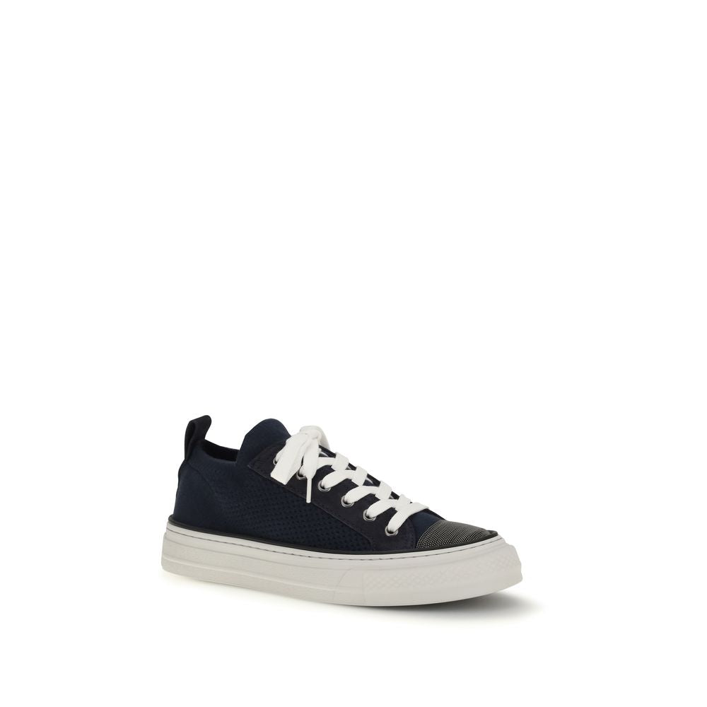 Blaue Low-Top-Sneaker aus Baumwolle