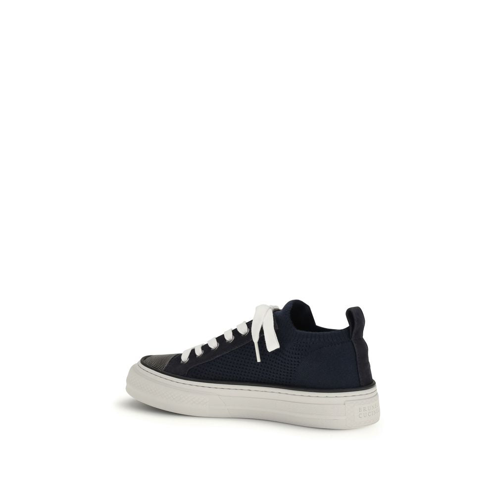 Blaue Low-Top-Sneaker aus Baumwolle
