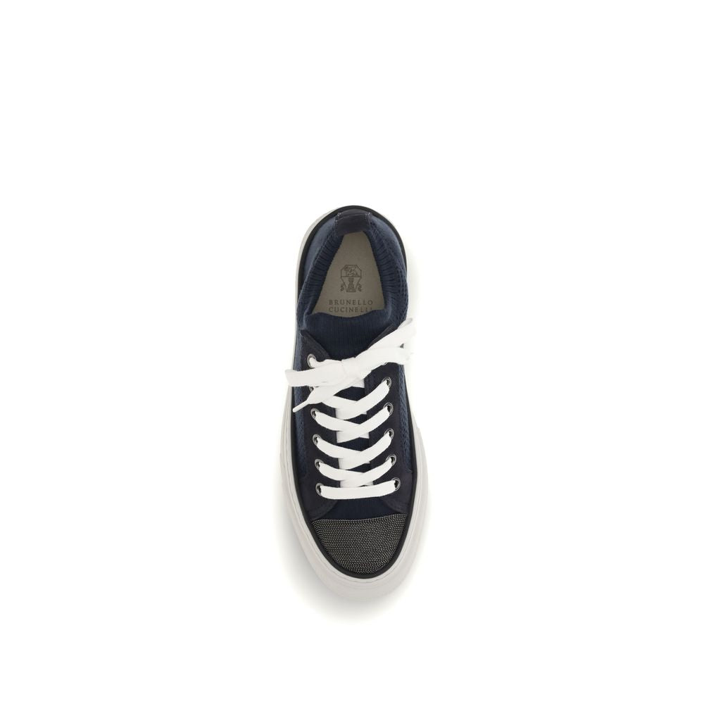 Blaue Low-Top-Sneaker aus Baumwolle