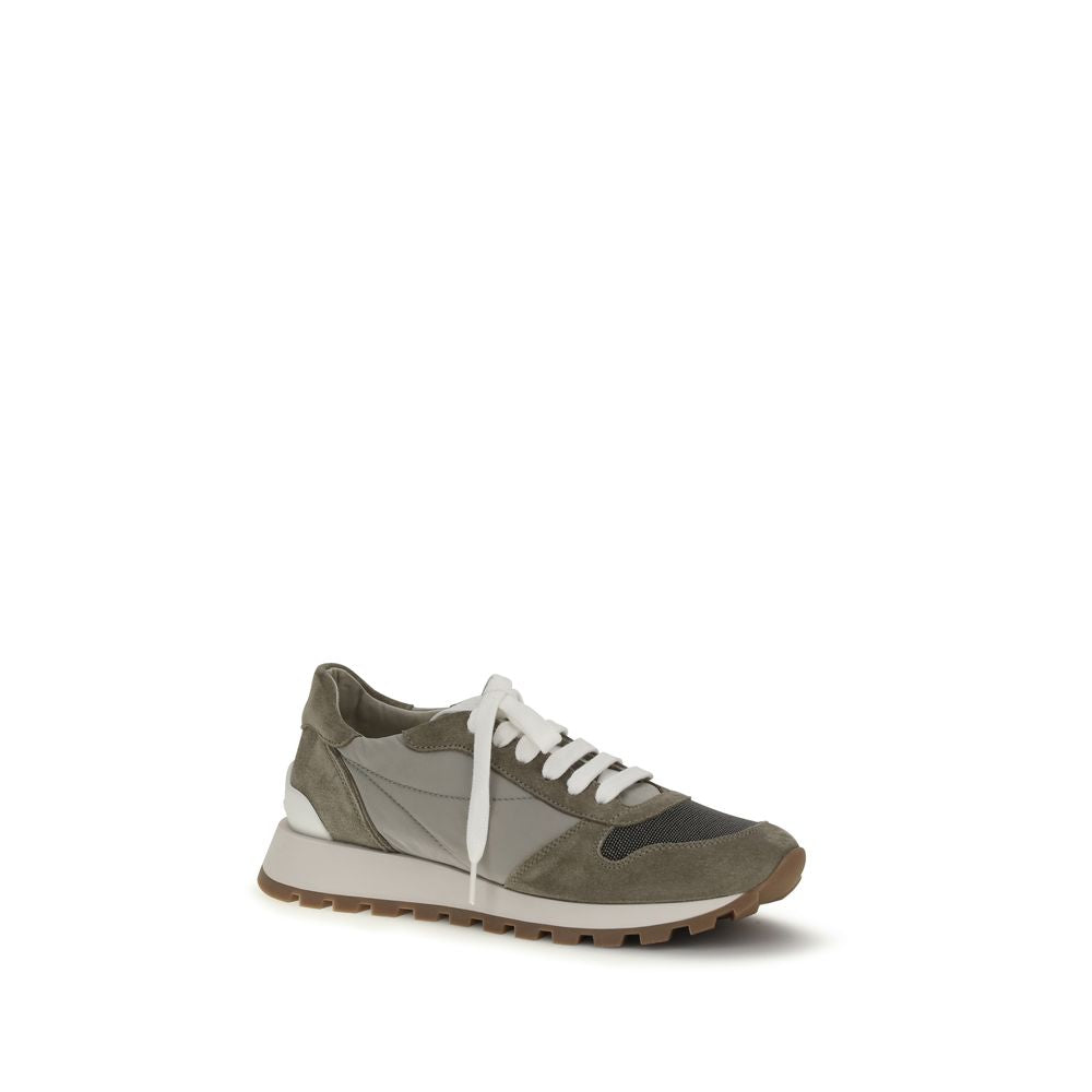 Zweifarbige Polyester-Sneaker im Athletic-Stil