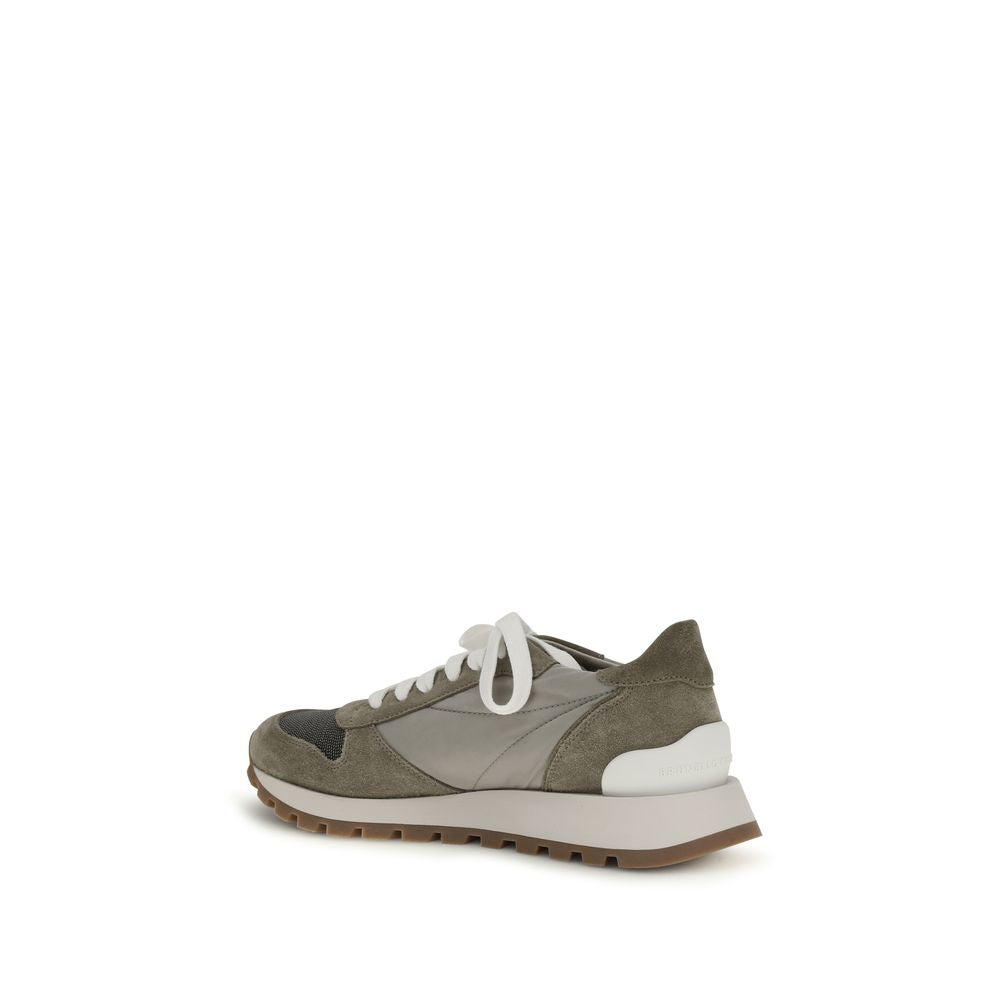 Zweifarbige Polyester-Sneaker im Athletic-Stil