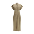 Beige Cotton Casual Dress