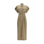Beige Cotton Casual Dress