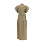 Beige Cotton Casual Dress
