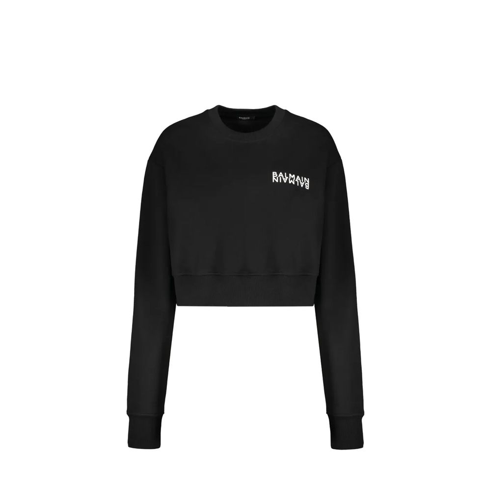 Schwarzer Baumwoll-Sweatshirt