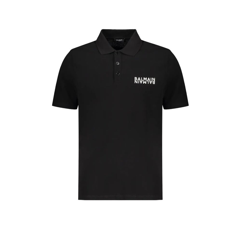 Schwarzes Baumwoll-Poloshirt